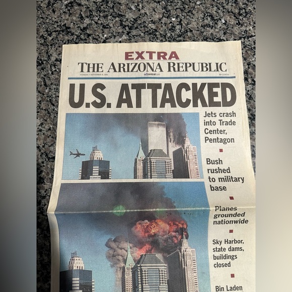 Day of 9/11 Newspaper Arizona Republic Extra Edition (used) - September 11 2001 - Picture 2 of 7